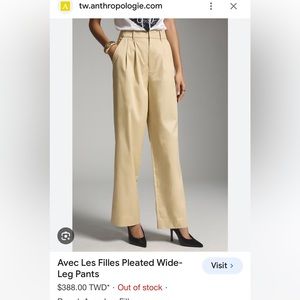 NWT Anthropologie wide leg pleated trouser pant